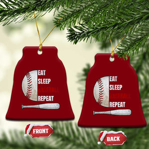 Baseball Player Ceramic Ornament Retro Funny Eat Sleep Baseball Repeat TS10 Print Your Wear