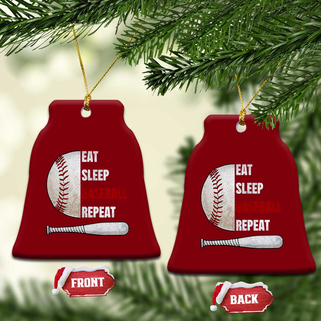 Baseball Player Ceramic Ornament Retro Funny Eat Sleep Baseball Repeat TS10 Print Your Wear