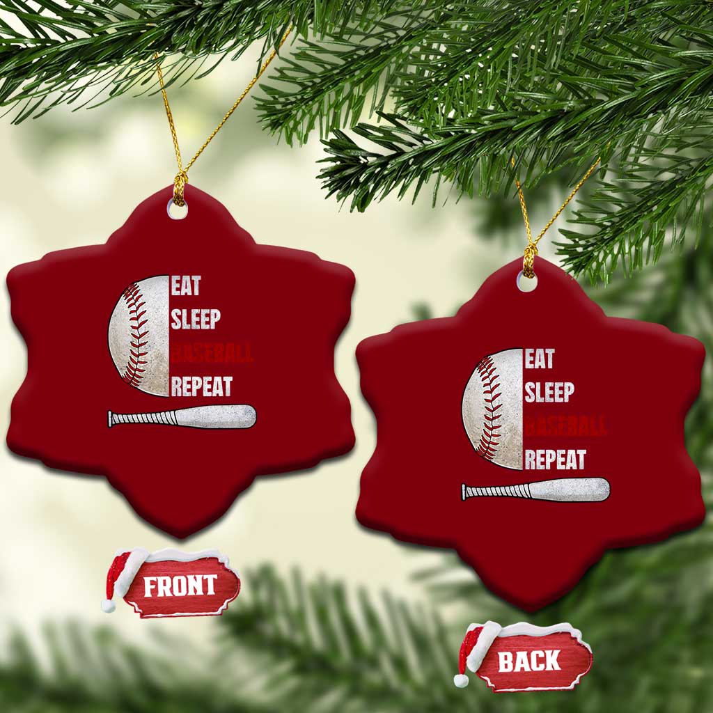 Baseball Player Ceramic Ornament Retro Funny Eat Sleep Baseball Repeat TS10 Print Your Wear