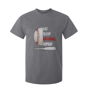 Baseball Player T Shirt For Kid Retro Funny Eat Sleep Baseball Repeat TS10 Charcoal Print Your Wear
