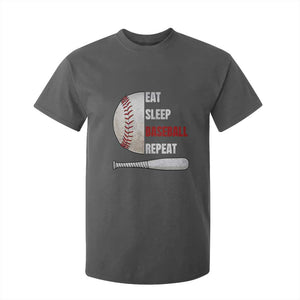 Baseball Player T Shirt For Kid Retro Funny Eat Sleep Baseball Repeat TS10 Dark Heather Print Your Wear