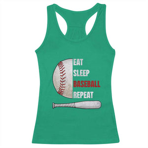 Baseball Player Racerback Tank Top Retro Funny Eat Sleep Baseball Repeat TS10 Irish Green Print Your Wear