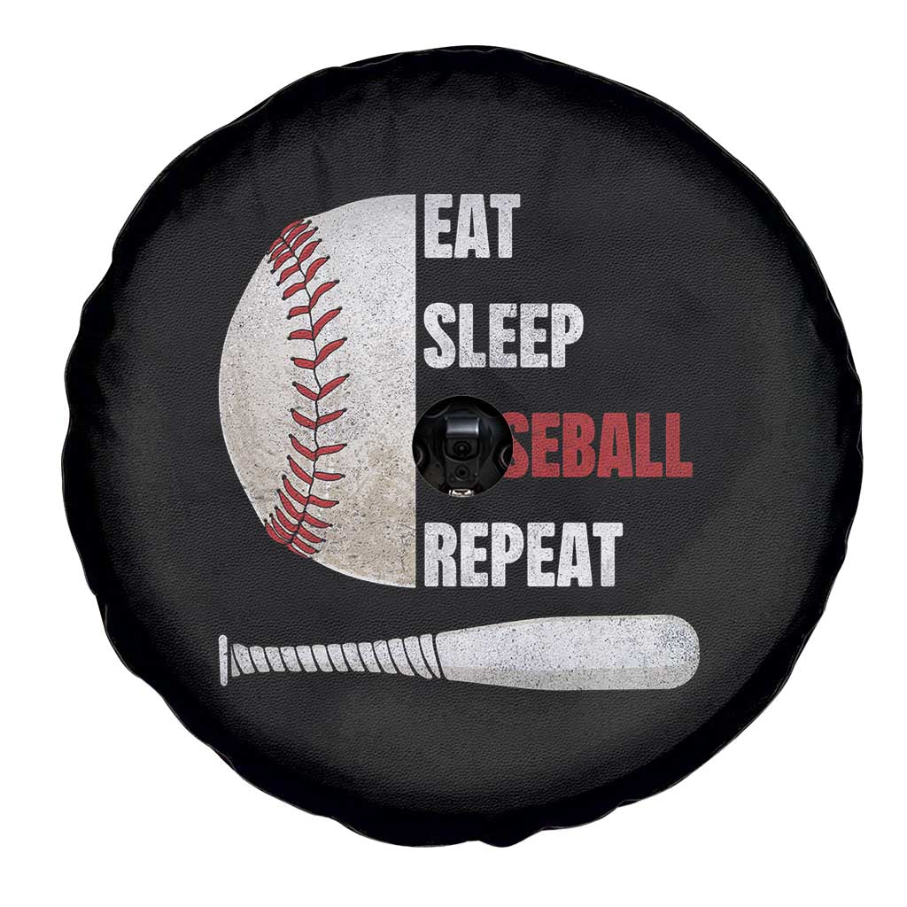 Baseball Player Spare Tire Cover Retro Funny Eat Sleep Baseball Repeat TS10 Print Your Wear