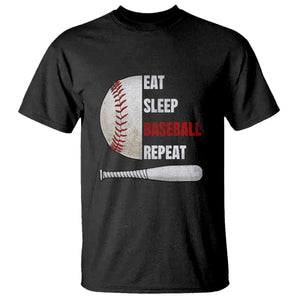 Baseball Player T Shirt Retro Funny Eat Sleep Baseball Repeat TS10 Black Print Your Wear