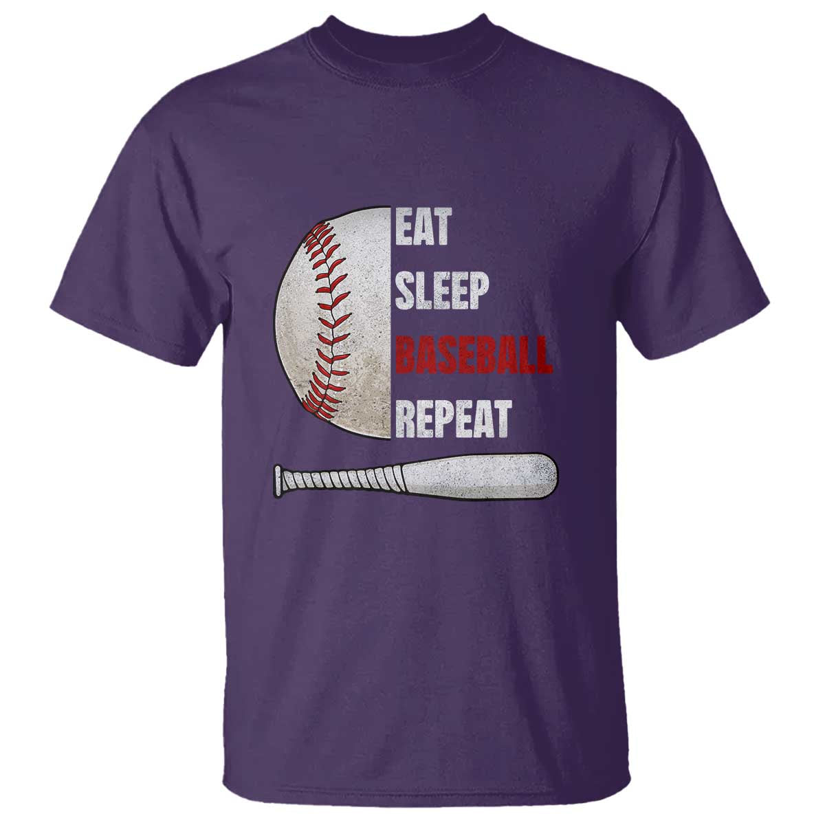 Baseball Player T Shirt Retro Funny Eat Sleep Baseball Repeat TS10 Purple Print Your Wear