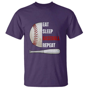 Baseball Player T Shirt Retro Funny Eat Sleep Baseball Repeat TS10 Purple Print Your Wear