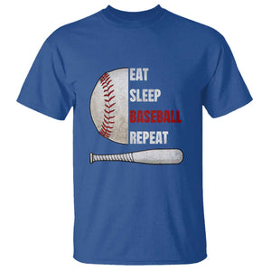 Baseball Player T Shirt Retro Funny Eat Sleep Baseball Repeat TS10 Royal Blue Print Your Wear