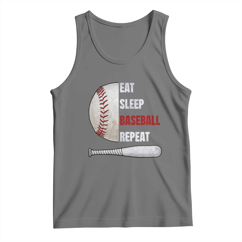 Baseball Player Tank Top Retro Funny Eat Sleep Baseball Repeat TS10 Black Heather Print Your Wear