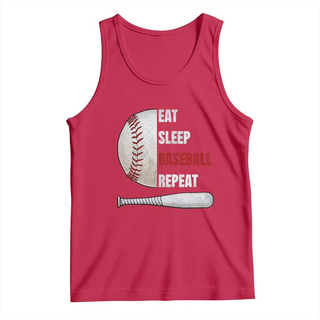 Baseball Player Tank Top Retro Funny Eat Sleep Baseball Repeat TS10 Red Print Your Wear