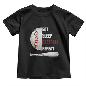 Baseball Player Toddler T Shirt Retro Funny Eat Sleep Baseball Repeat TS10 Black Print Your Wear