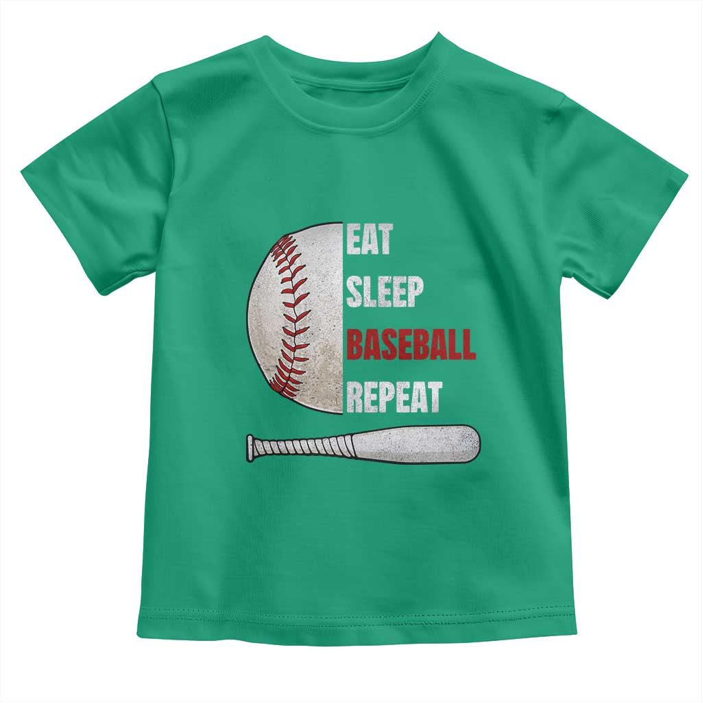 Baseball Player Toddler T Shirt Retro Funny Eat Sleep Baseball Repeat TS10 Irish Green Print Your Wear