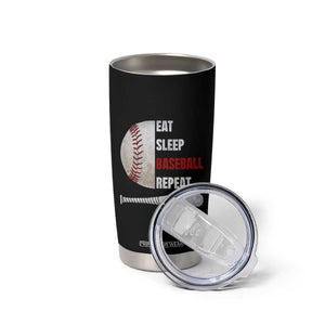 Baseball Player Tumbler Cup Retro Funny Eat Sleep Baseball Repeat TS10 Print Your Wear