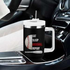 Baseball Player Tumbler With Handle Retro Funny Eat Sleep Baseball Repeat TS10 Print Your Wear