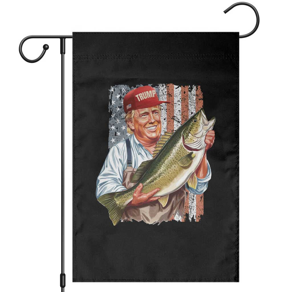 Patriotic Fisherman Garden Flag American Flag Bass Fish Fisherman Trump TS10 Black Print Your Wear