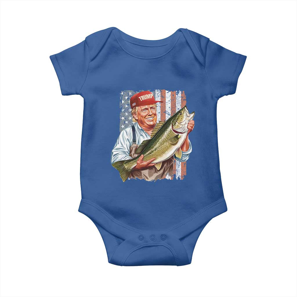 Patriotic Fisherman Baby Onesie American Flag Bass Fish Fisherman Trump TS10 Royal Blue Print Your Wear