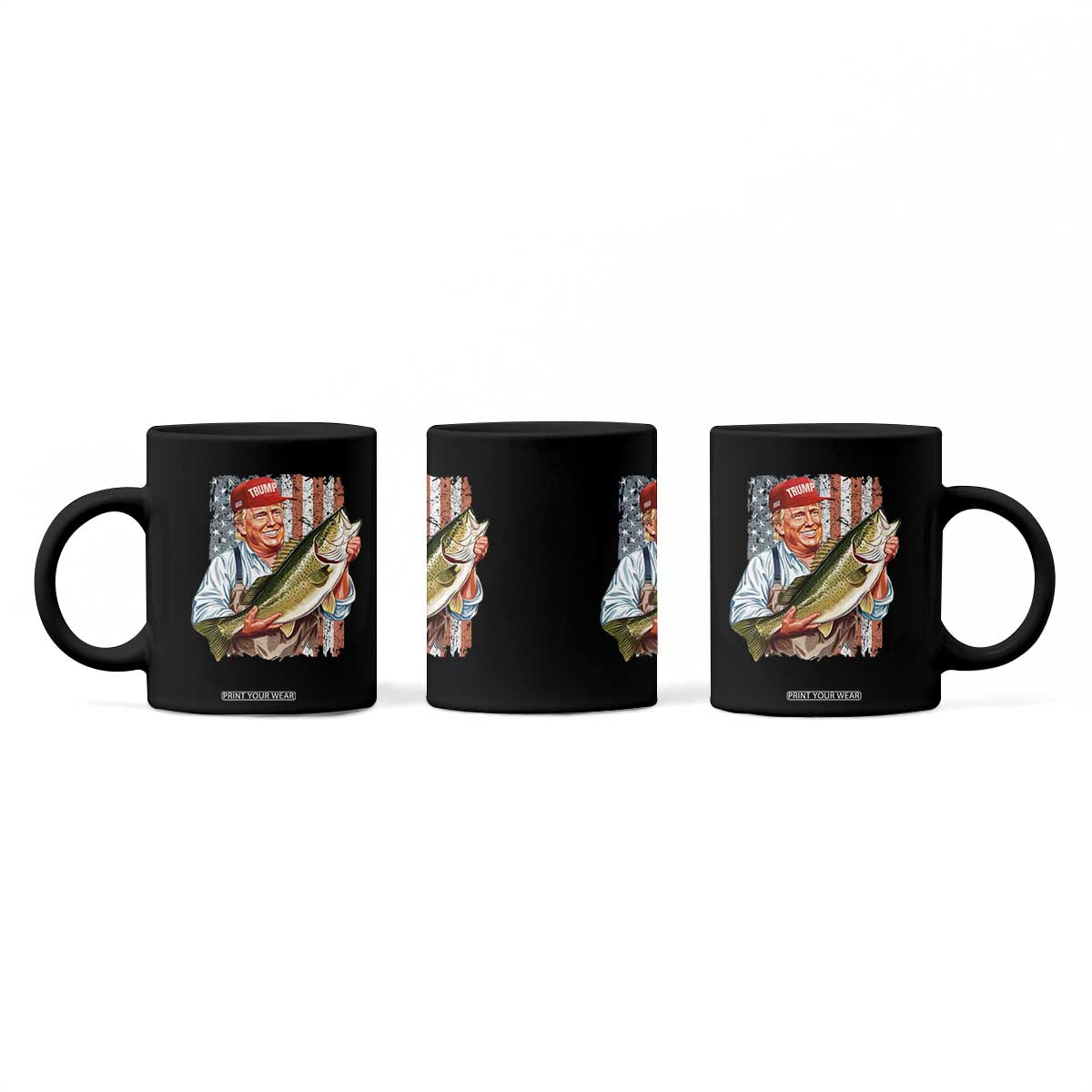 Patriotic Fisherman Coffee Mug American Flag Bass Fish Fisherman Trump TS10 Print Your Wear