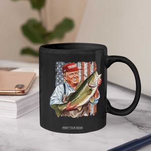 Patriotic Fisherman Coffee Mug American Flag Bass Fish Fisherman Trump TS10 Print Your Wear
