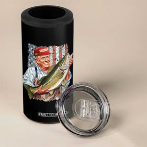 Patriotic Fisherman 4 in 1 Can Cooler Tumbler American Flag Bass Fish Fisherman Trump TS10 Print Your Wear