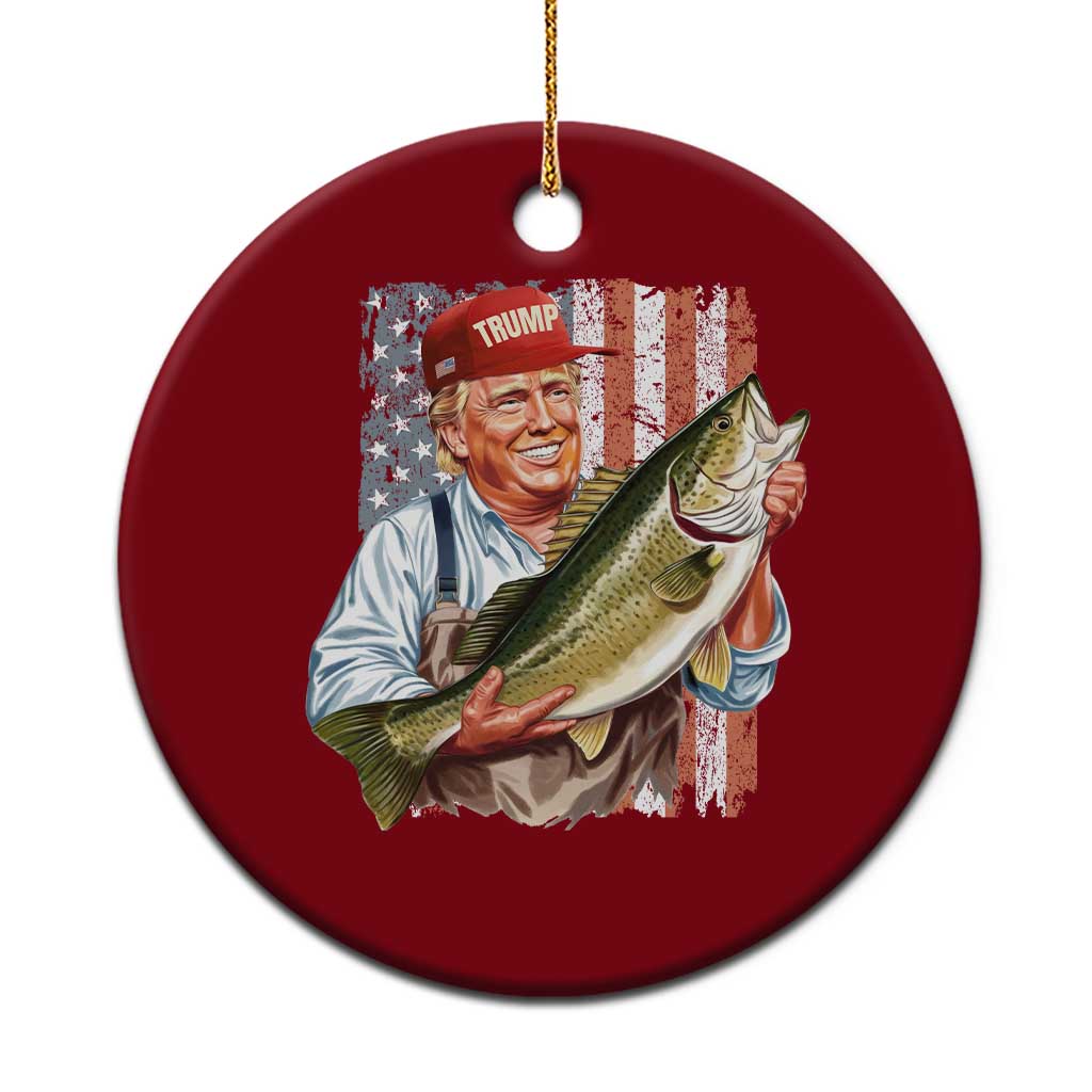 Patriotic Fisherman Ceramic Ornament American Flag Bass Fish Fisherman Trump TS10 1pc Red Print Your Wear
