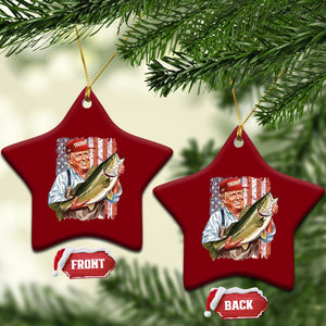 Patriotic Fisherman Ceramic Ornament American Flag Bass Fish Fisherman Trump TS10 Print Your Wear