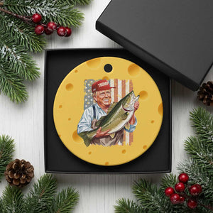 Patriotic Fisherman Ceramic Ornament American Flag Bass Fish Fisherman Trump TS10 1pc Yellow Cheese Print Your Wear