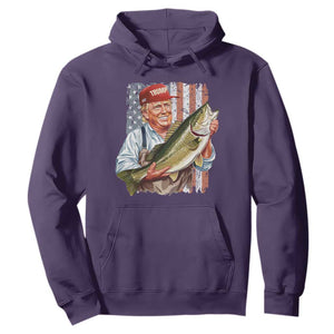 Patriotic Fisherman Hoodie American Flag Bass Fish Fisherman Trump TS10 Purple Print Your Wear