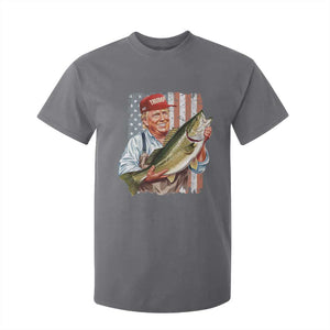 Patriotic Fisherman T Shirt For Kid American Flag Bass Fish Fisherman Trump TS10 Charcoal Print Your Wear