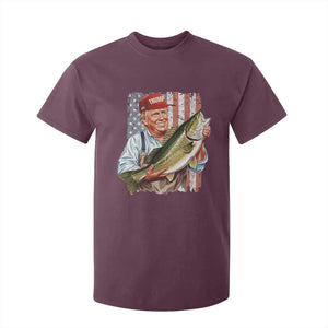 Patriotic Fisherman T Shirt For Kid American Flag Bass Fish Fisherman Trump TS10 Maroon Print Your Wear