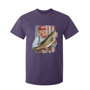 Patriotic Fisherman T Shirt For Kid American Flag Bass Fish Fisherman Trump TS10 Purple Print Your Wear