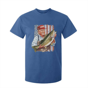 Patriotic Fisherman T Shirt For Kid American Flag Bass Fish Fisherman Trump TS10 Royal Blue Print Your Wear