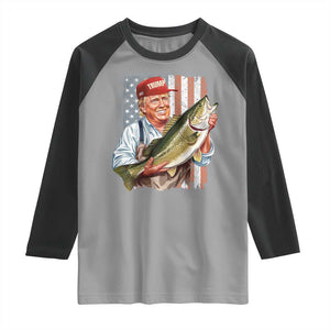 Patriotic Fisherman Raglan Shirt American Flag Bass Fish Fisherman Trump TS10 Sport Gray Black Print Your Wear