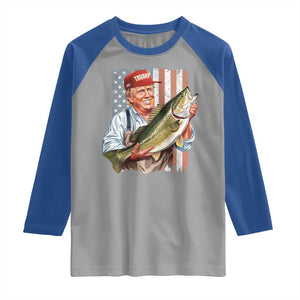Patriotic Fisherman Raglan Shirt American Flag Bass Fish Fisherman Trump TS10 Sport Gray Royal Print Your Wear