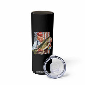 Patriotic Fisherman Skinny Tumbler American Flag Bass Fish Fisherman Trump TS10 Print Your Wear