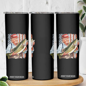 Patriotic Fisherman Skinny Tumbler American Flag Bass Fish Fisherman Trump TS10 Print Your Wear
