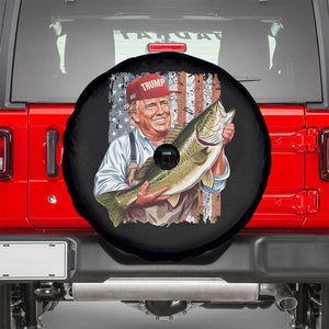 Patriotic Fisherman Spare Tire Cover American Flag Bass Fish Fisherman Trump TS10 Black Print Your Wear