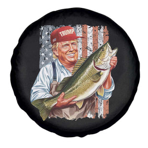 Patriotic Fisherman Spare Tire Cover American Flag Bass Fish Fisherman Trump TS10 Print Your Wear