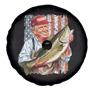 Patriotic Fisherman Spare Tire Cover American Flag Bass Fish Fisherman Trump TS10 Print Your Wear