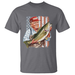 Patriotic Fisherman T Shirt American Flag Bass Fish Fisherman Trump TS10 Charcoal Print Your Wear