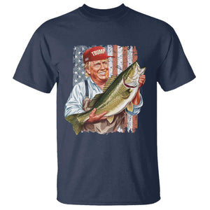 Patriotic Fisherman T Shirt American Flag Bass Fish Fisherman Trump TS10 Navy Print Your Wear