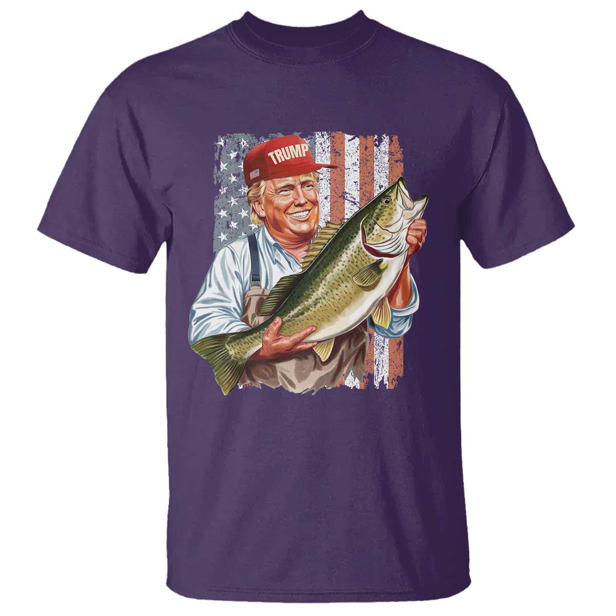 Patriotic Fisherman T Shirt American Flag Bass Fish Fisherman Trump TS10 Purple Print Your Wear