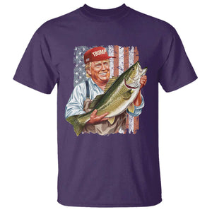 Patriotic Fisherman T Shirt American Flag Bass Fish Fisherman Trump TS10 Purple Print Your Wear
