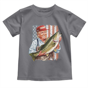 Patriotic Fisherman Toddler T Shirt American Flag Bass Fish Fisherman Trump TS10 Charcoal Print Your Wear