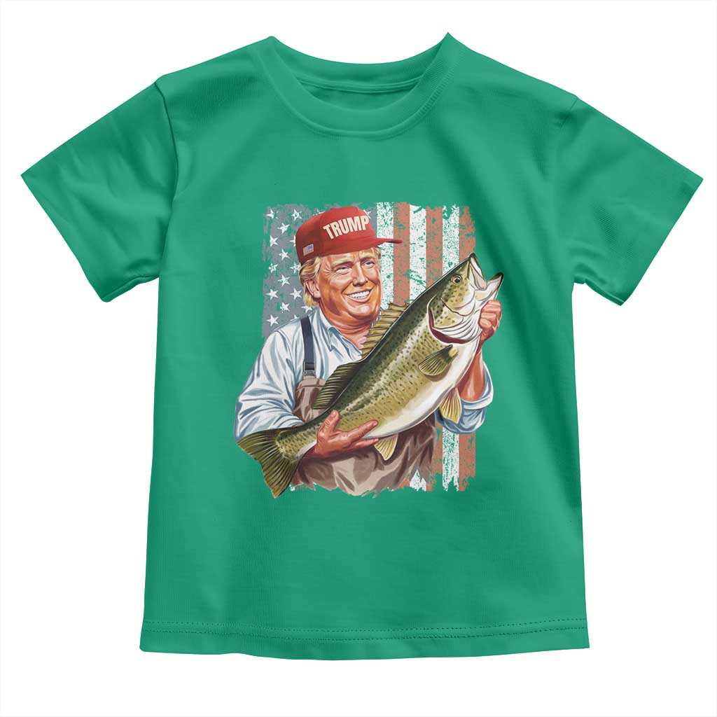Patriotic Fisherman Toddler T Shirt American Flag Bass Fish Fisherman Trump TS10 Irish Green Print Your Wear
