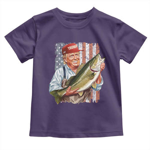 Patriotic Fisherman Toddler T Shirt American Flag Bass Fish Fisherman Trump TS10 Purple Print Your Wear
