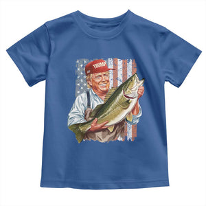Patriotic Fisherman Toddler T Shirt American Flag Bass Fish Fisherman Trump TS10 Royal Blue Print Your Wear