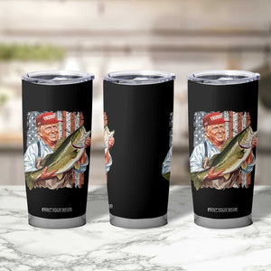 Patriotic Fisherman Tumbler Cup American Flag Bass Fish Fisherman Trump TS10 Print Your Wear
