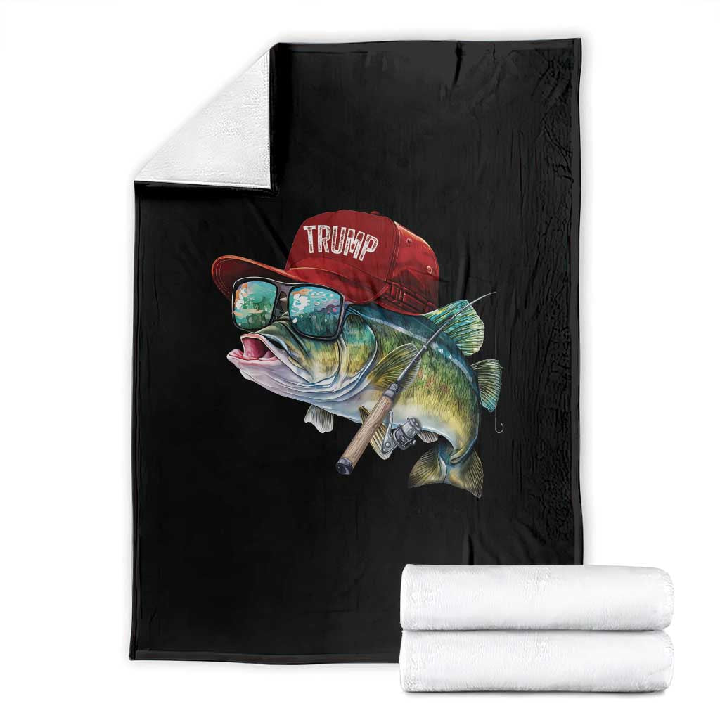 Trump Fishing Throw Blanket American Flag Bass Fish Fisherman TS10 Black Print Your Wear