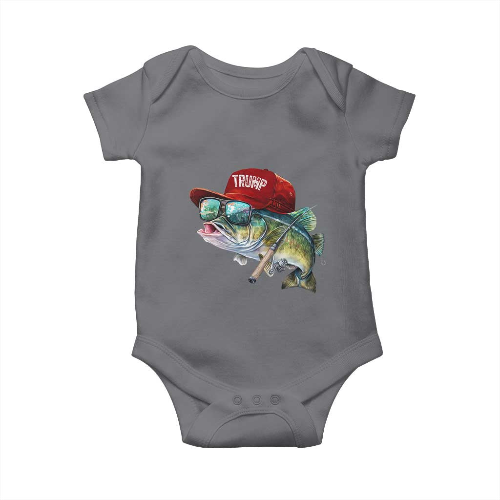 Trump Fishing Baby Onesie American Flag Bass Fish Fisherman TS10 Charcoal Print Your Wear