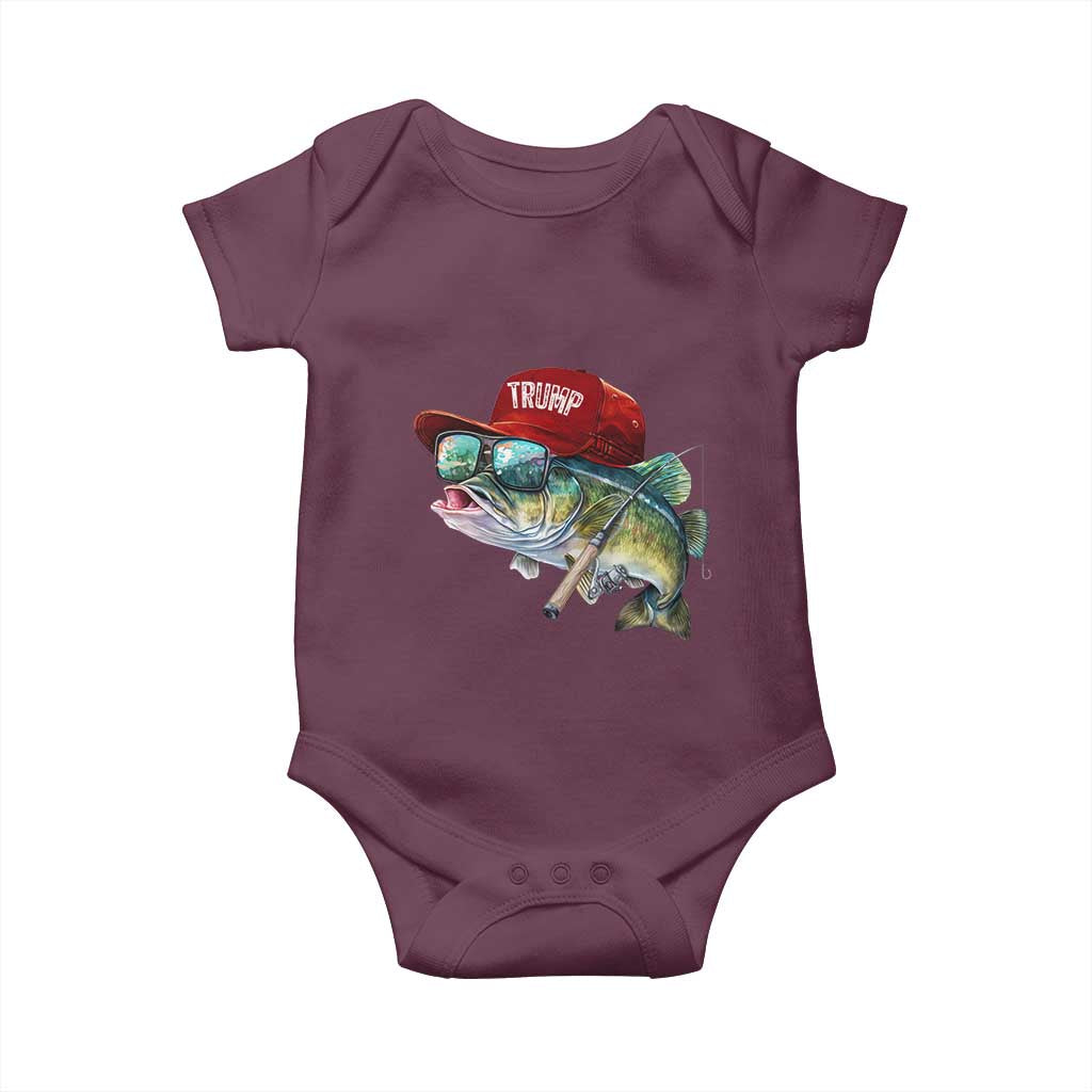 Trump Fishing Baby Onesie American Flag Bass Fish Fisherman TS10 Maroon Print Your Wear