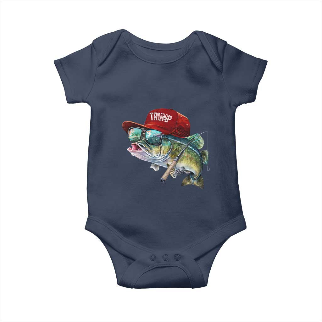 Trump Fishing Baby Onesie American Flag Bass Fish Fisherman TS10 Navy Print Your Wear